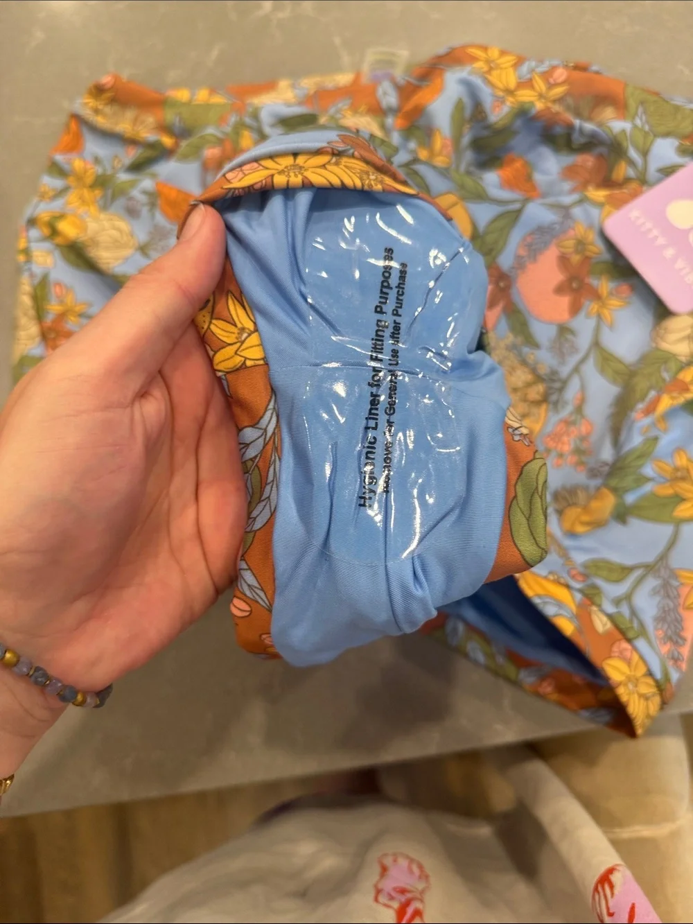 Kite + Vibe Women's Light Blue Floral High-Waist Swim Bottoms